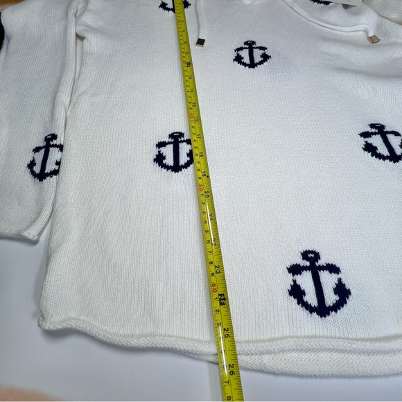 NWT Rachel Zoe Hooded Anchor Sweater Cream Nautical Boat Beach Woman’s size M - Picture 8 of 9